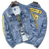 Basic Men's Slim Denim Jacket Button Down Printed Jean Coats